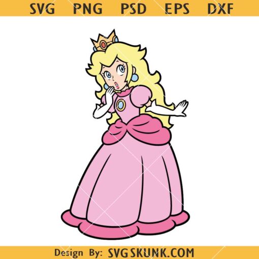 Princess peach SVG, Super Mario Princess Peach SVG, Princess Peach Crown SVG, Super Mario Princess SVG  