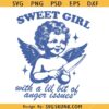 Sweet Girl with a lil bit of anger issues svg, Funny SVG, Sarcasm SVG, Retro Angel Design SVG