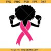 Afro woman boxer Cancer ribbon SVG, Fight Cancer SVG, Afro Lady SVG, Breast Cancer SVG      