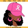 Breast Cancer Black Woman Cap SVG, cancer research svg, cancer ribbon svg, cancer awareness svg      