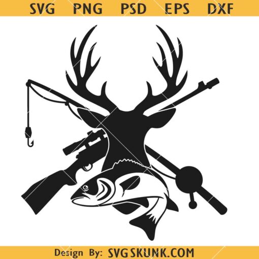 Fish and deer hunting SVG, Deer Head SVG, Fishing SVG, Hunting Season Svg    