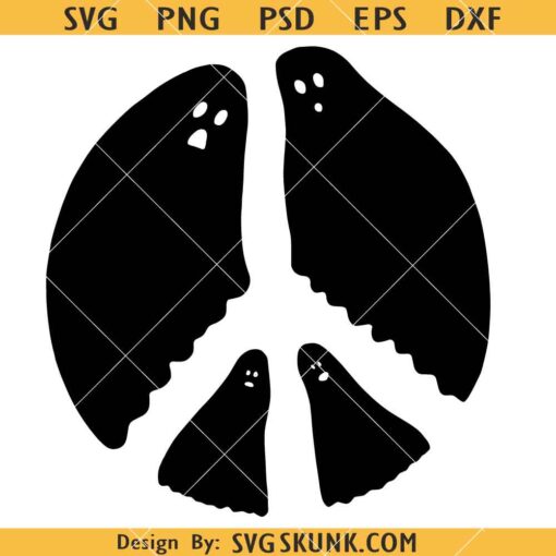 Ghosts peace sign SVG, Halloween Ghost Peace Sign SVG, Ghost Silhouette SVG    