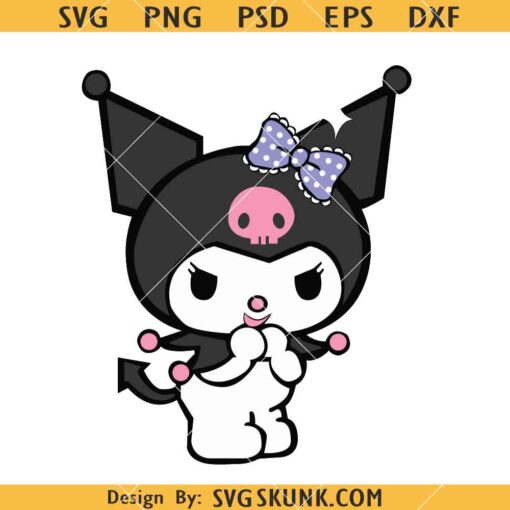Halloween Kawaii Kitty with bow SVG, Cute black cat girl Svg, Cat with bow Svg, Halloween Girl Svg    