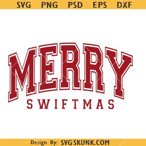 Merry Swiftmas Varsity Font SVG, Swiftmas SVG, Christmas Clipart SVG    