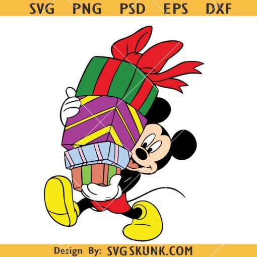 Mickey with gifts SVG, Mickey Mouse Christmas Gift SVG, Christmas SVG, Mickey Merry Christmas SVG