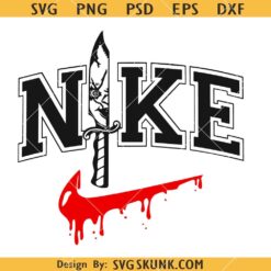Nike Horror movie Knife SVG, Swoosh Scream SVG, Nike Halloween horror PNG    