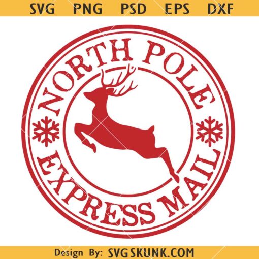 North Pole Express Mail SVG, Express Delivery Svg, Christmas Stamp Svg, Mail Svg       