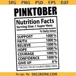 Pink October Nutrition Facts SVG, Pink October Svg, Cancer Awareness SVG     