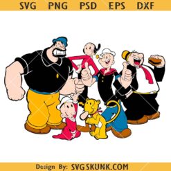 Popeye and Friends SVG, Popeye SVG, Popeye Sailor SVG, Cartoon character svg      