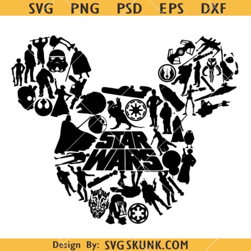 Star wars Characters Mickey ears SVG, Star Wars Svg, Disneyland Mickey Ears SVG      