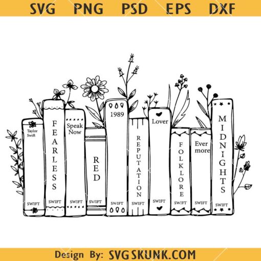 Taylor Swift albums Floral books SVG, The Midnights Taylor Swift SVG, Taylor Swift Albums 2022 SVG       
