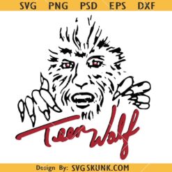 Teen Wolf retro SVG, Eighties Werewolf Line Art Logo SVG, Scary Movie SVG    