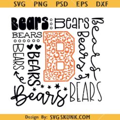 Bears Typography Svg, Bears svg, Bears cheer svg, Team Spirit svg, School shirt  SVG     