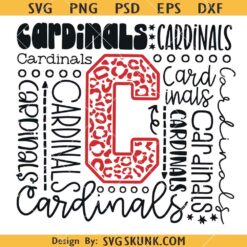 Cardinals Typography SVG, Cardinals svg, Cardinals cheer svg, Team Spirit svg, School shirt SVG    