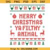 Merry Christmas Ya Filthy Animal svg, ugly sweater svg, home alone quote svg      