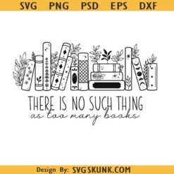 There is no such thing as too many books svg, Celestial floral books svg, Bookshelf svg