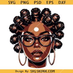 Afro woman with bantu knots SVG, Bamboo Earrings SVG, Bantu Knots SVG  
