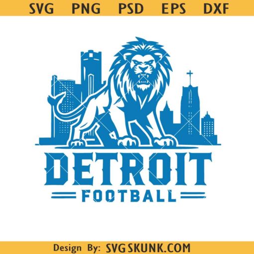 Detroit Football sports svg, Detroit Skyline Svg, Lions football Svg