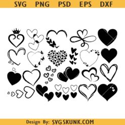 Heart SVG Bundle, Hand Drawn Heart SVG bundle, Doodle Heart Svg, Sketch Heart Valentine Svg