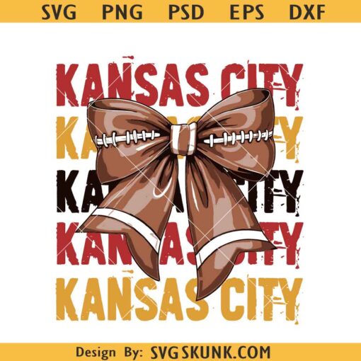 Kansas City coquette bow svg, KC Chiefs football svg, NFL Chiefs team svg