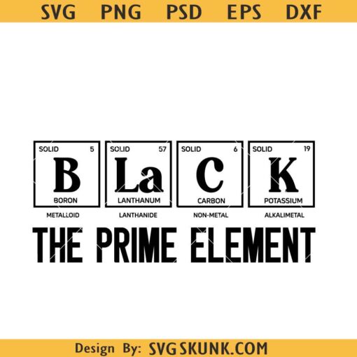 Black The Prime Element SVG, Black history month SVG, Black pride Svg, black periodic table svg