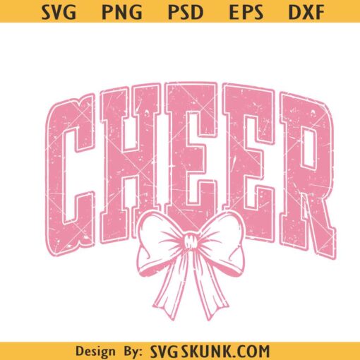 Cheer distressed coquette bow SVG, cheer coquette bow svg, cheer mom svg png