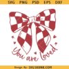 Retro Checkered Valentine Coquette bow Svg, Valentine bow svg