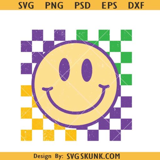 Retro Mardi Gras Smiley face SVG, Mardi gras smiley svg, Louisiana Svg