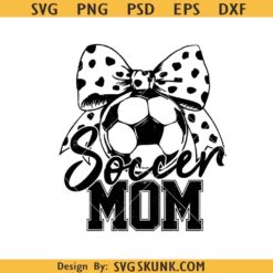 Soccer Mom Polka Dot Bow SVG, soccer bow SVG, Soccer mom SVG PNG
