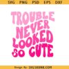 Trouble Never Looked So Cute SVG, toddler shirt svg, dog bandana svg