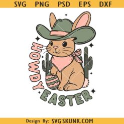 Howdy Easter Cowgirl Svg, Western Easter bunny svg, Retro Easter Svg, Cowgirl Easter Svg