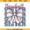 Baseball sister bow SVG, Baseball sister coquette bow SVG, baseball sis svg, baseball cheer svg
