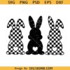 Checkered Black Grunge Easter bunny svg, checkered Easter bunny svg, Happy Easter svg