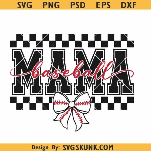 Coquette Bow Baseball mom svg, baseball bow svg, baseball mama shirt svg