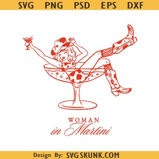 Cowgirl Woman in Martini Glass svg, Bachelorette party svg, cowgirl martini svg