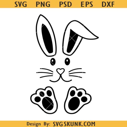 Easter Bunny face SVG, Easter Bunny Clipart, Bunny ears paw feet svg, Rabbit SVG