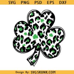 Leopard Print Shamrock Svg, cheetah print St Patrick day svg, Happy St Patrick Day svg