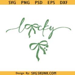 Lucky coquette bow svg, Lucky bow svg, Coquette St. Patrick's Day Bow svg