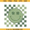 St. Patricks Day Retro Clover Smiley SVG, retro checkered clover svg, Smiley Face St. Patricks Day SVG