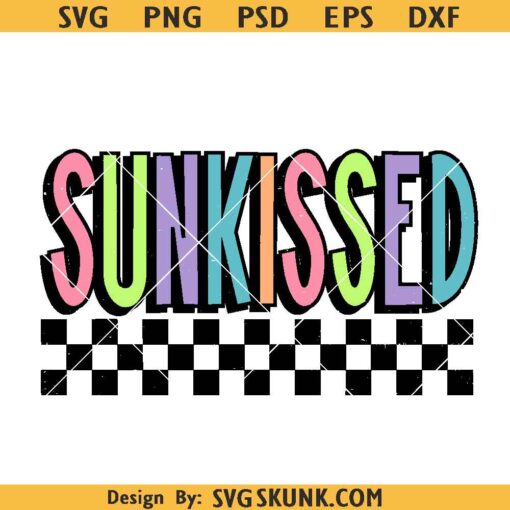 Checkered Neon Sunkissed PNG, Sunkissed PNG SVG, checkered sunkissed svg png, Vacation Png