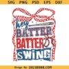 Hey batter batter Swing coquette Bow SVG PNG, Baseball Coquette Bow Png