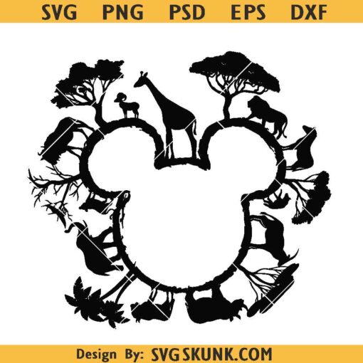 Mickey head Animal Kingdom Svg, Disney Safari animals svg, Disney Animal kingdom SVG