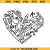 School Supply heart SVG, school items svg, Back to School svg, Teacher Shirt svg
