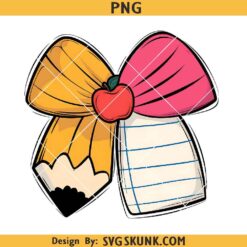 Teacher pencil paper bow png, coquette teacher pencil png, pencil coquette bow png