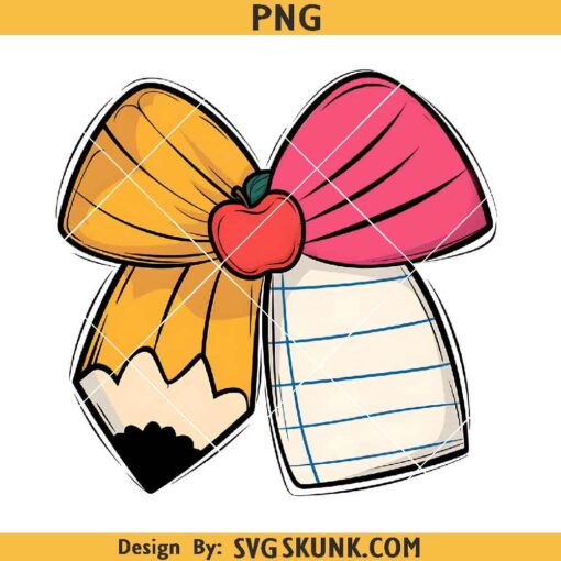 Teacher pencil paper bow png, coquette teacher pencil png, pencil coquette bow png