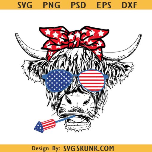 4th July Heifer SVG PNG, Patriotic Cow SVG, Retro Fourth of July Svg, Independence Day Cow SVG PNG