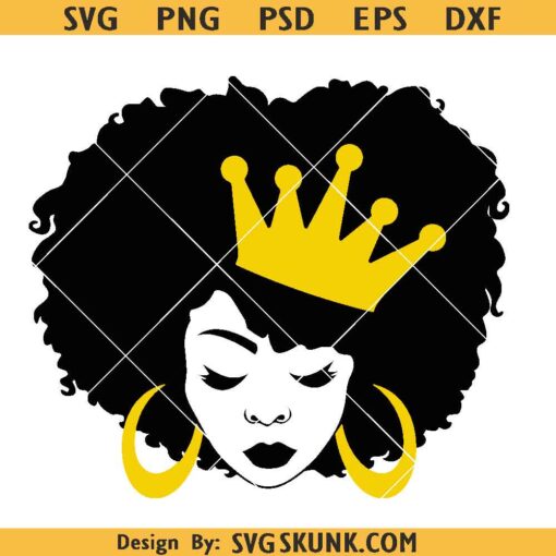 Afro black woman svg, Afro queen svg, African American svg, black queen SVG