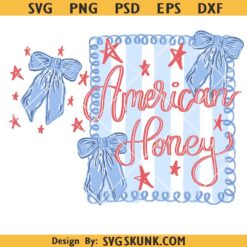 American Honey Flag Bows Coquette PNG SVG, 4th Of July Png, Independence Day Png
