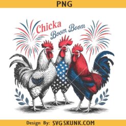 Patriotic rooster png, Chicka Boom Boom Png, Retro Chicken 4th Of July Png, USA Chick Png