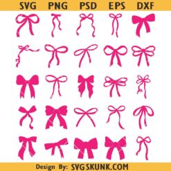 Coquette Bow SVG Bundle, Pink Coquette Bow Bundle Svg, Coquette Ribbon Bow Svg, Coquette Clipart